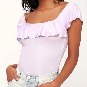 FREE PEOPLE RIB KNIT FLOUNCE RUFFLE TOP